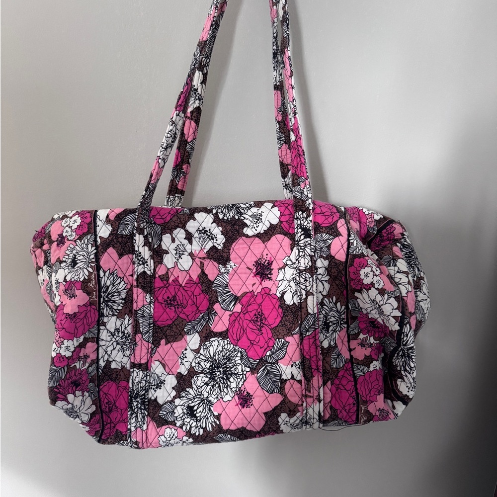 Vera Bradley Mocha Rouge Large Traveler Bag AND Go Around Tote Bag